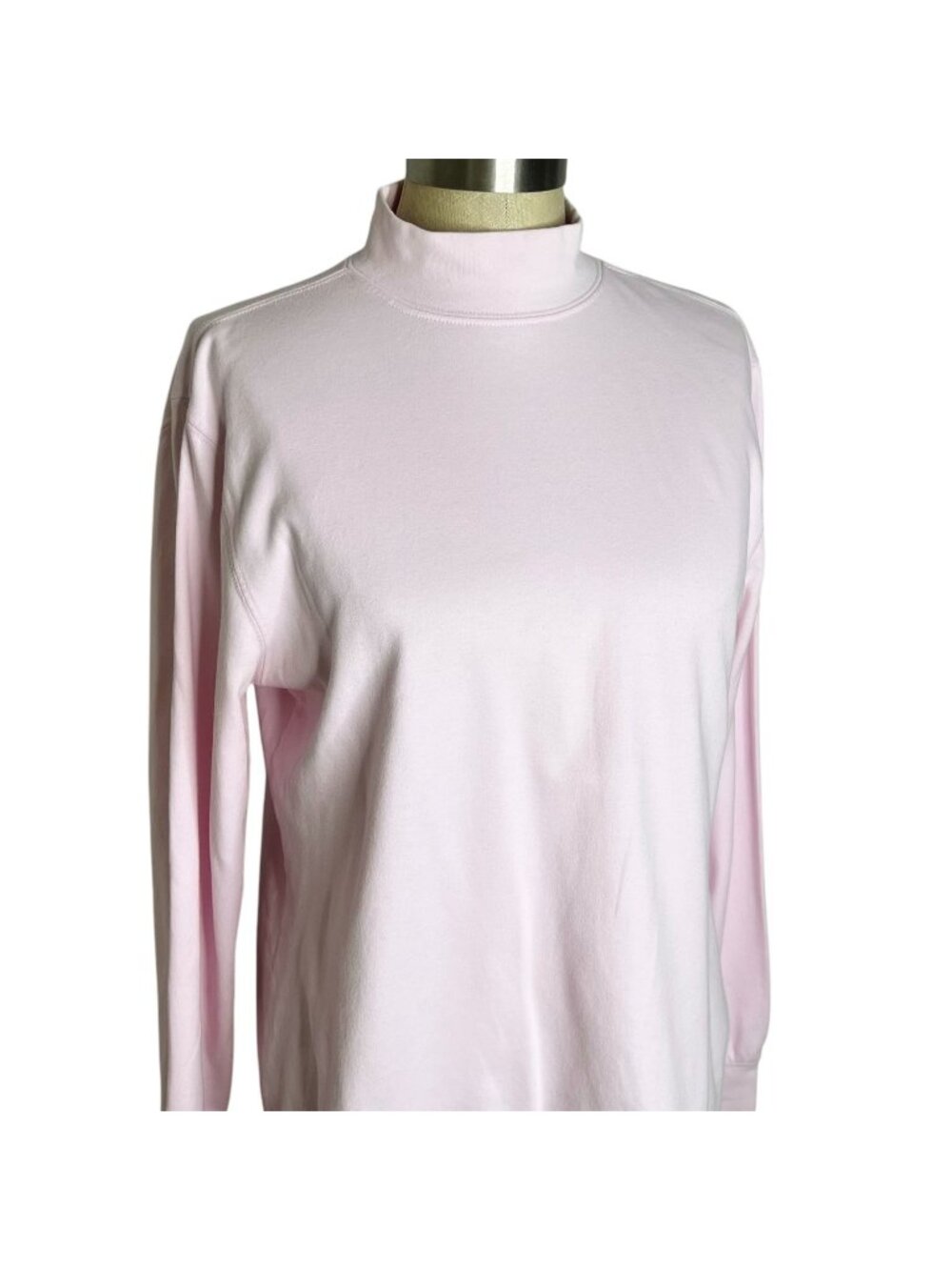 Lands' End Top Womens Size M (10-12) Pink Mock Neck Long Sleeve